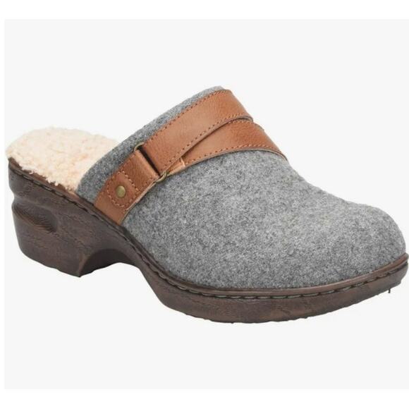 Born B.O.C. Mae Gray Wool Sherpa Lined Clogs Size 9 NWOT - Picture 1 of 12